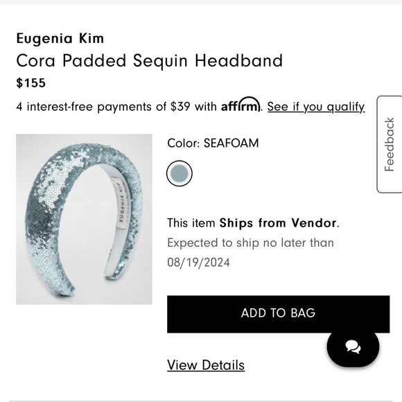 EUGENIA KIM Sequin Sea Foam Turquoise Blue Green Mermaid Fairy Fae Headband - Picture 2 of 2